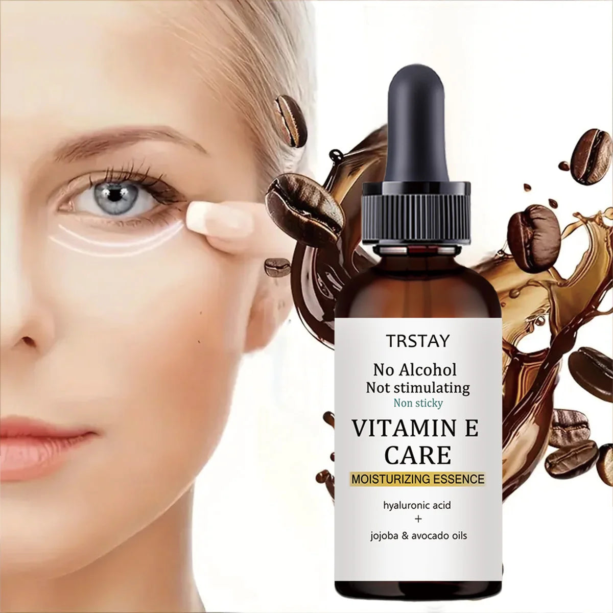 Sérum Contour des Yeux Vitamine E – Hydratant, Raffermissant, Sans Alcool