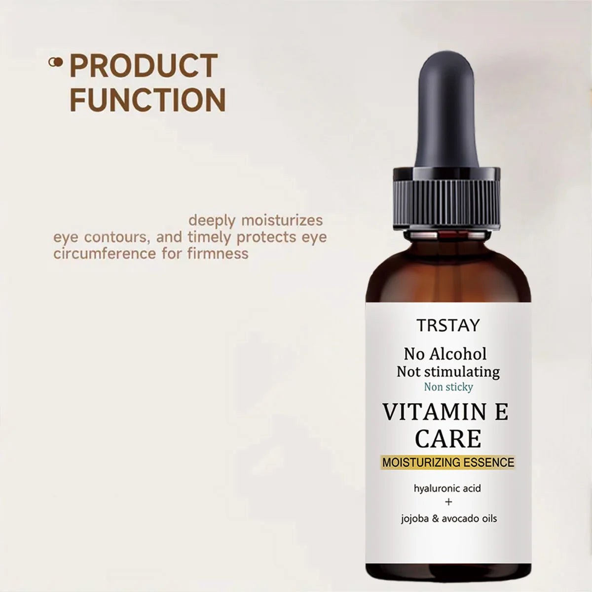 Sérum Contour des Yeux Vitamine E – Hydratant, Raffermissant, Sans Alcool