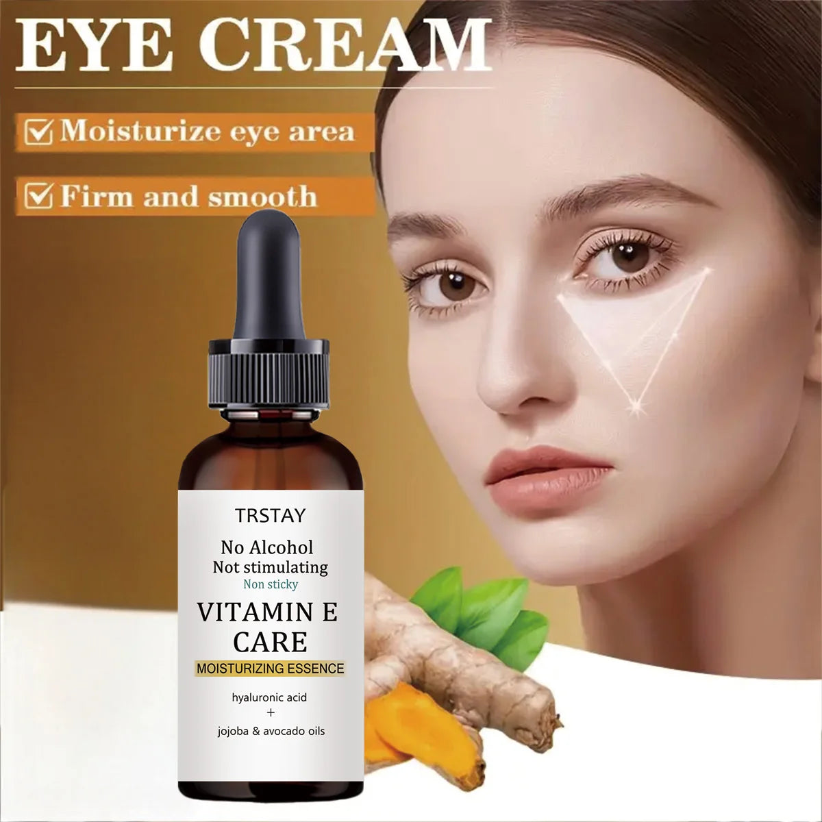 Sérum Contour des Yeux Vitamine E – Hydratant, Raffermissant, Sans Alcool