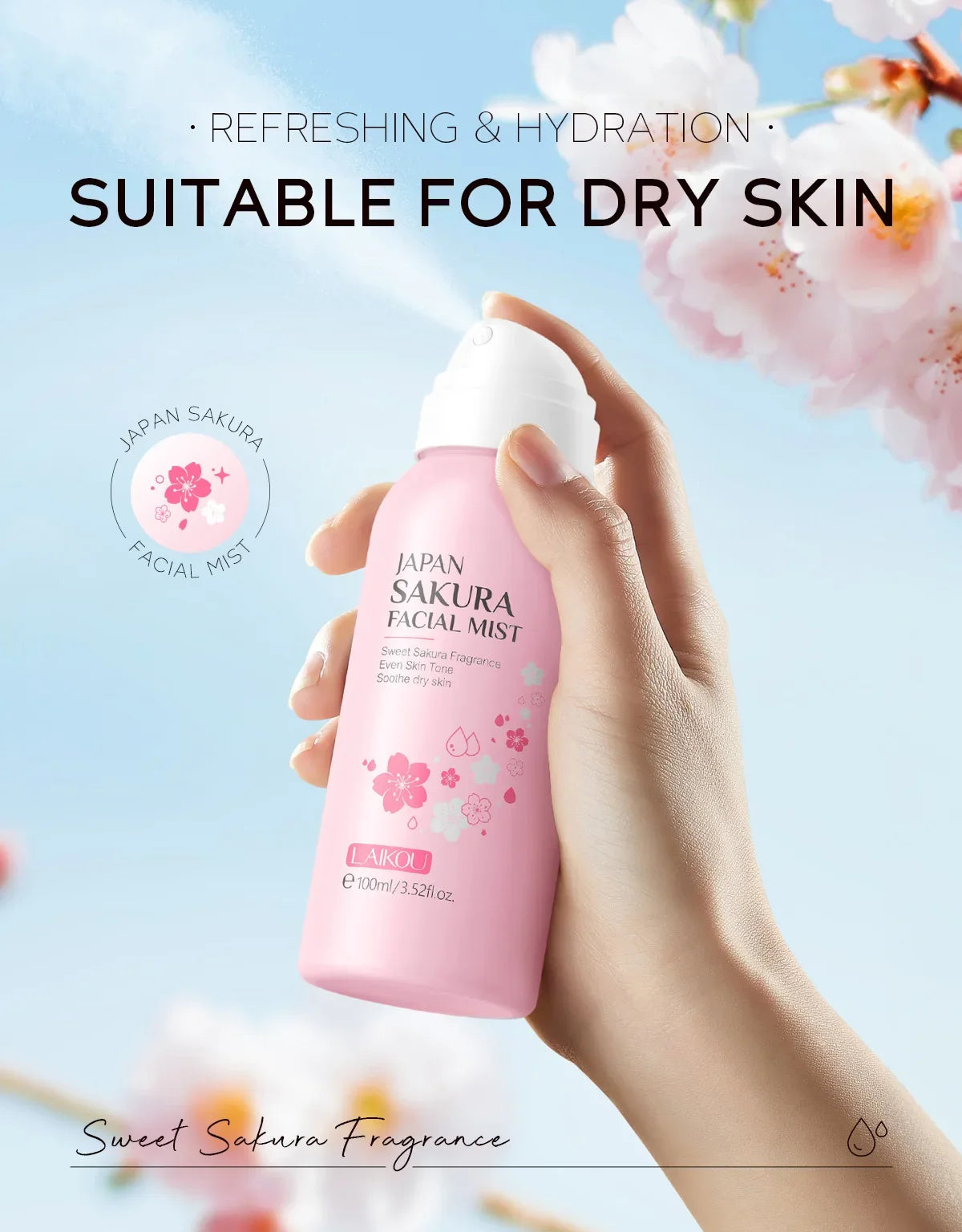 Brume Visage 100 ml – Hydratante, Éclatante & Resserrante des Pores