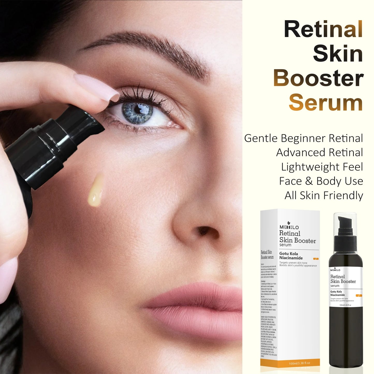 Sérum Visage Rétinol & Niacinamide – Hydratant, Resserrant les Pores & Raffermissant