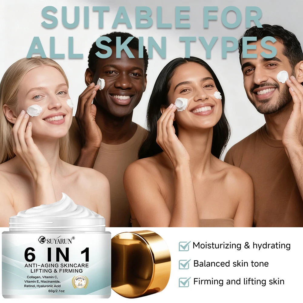 6-in-1 Anti-Aging Face Cream – Hydrating, Firming & Radiance-Boosting – Wrinkle Treatment for All Skin Types