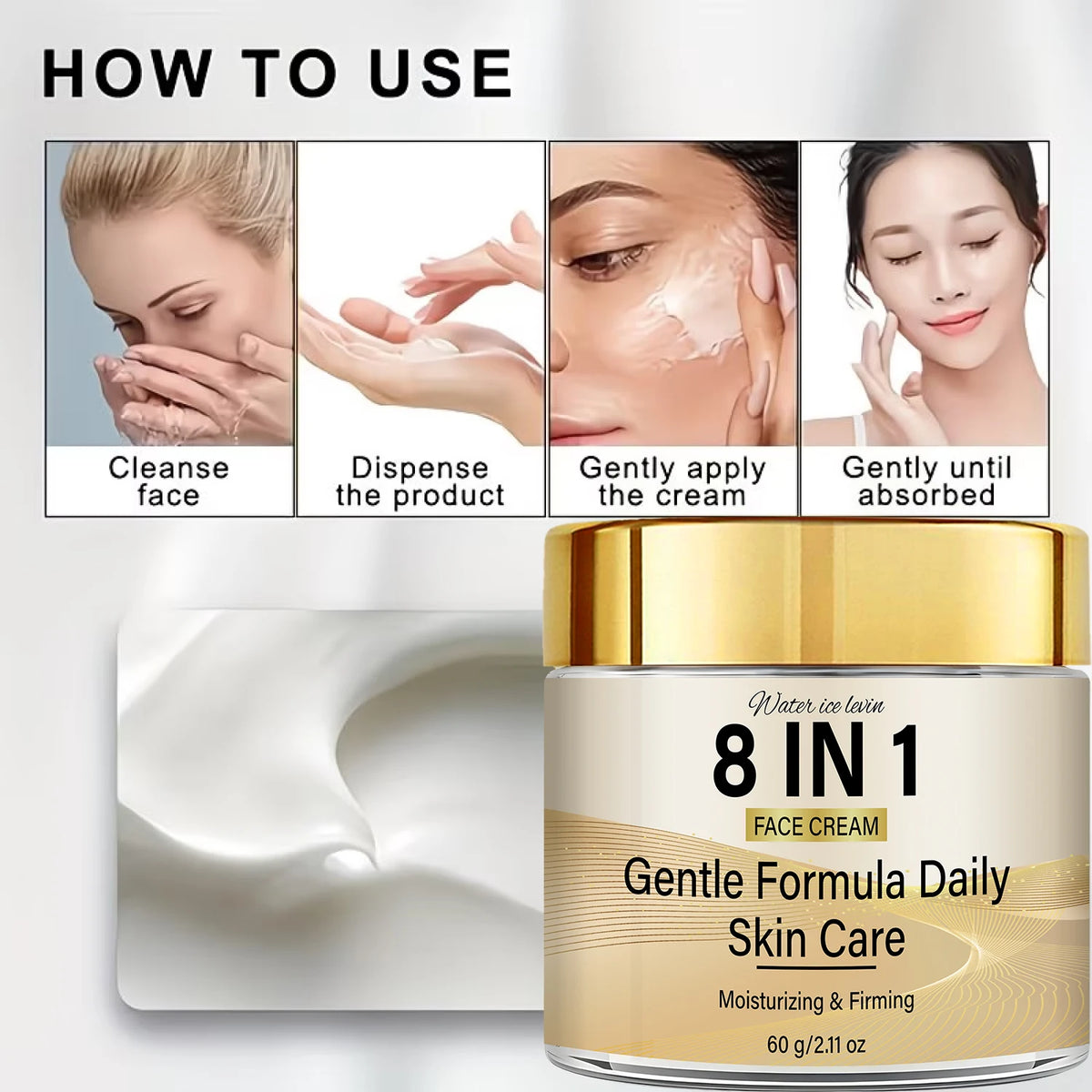 8-in-1 Facial Cream – Retinol, Collagen, Vitamins C & E, Niacinamide & Hyaluronic Acid – Moisturizing and Firming 60 g