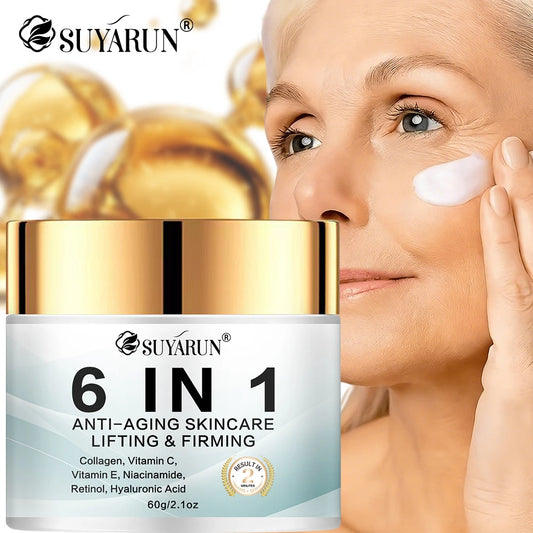 6-in-1 Anti-Aging Face Cream – Hydrating, Firming & Radiance-Boosting – Wrinkle Treatment for All Skin Types