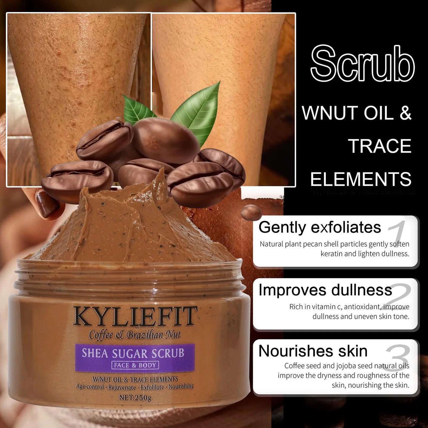 Gommage Corps & Visage Naturel– Exfoliant, Hydratant & Éclat