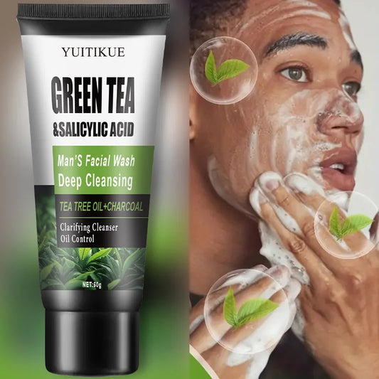 Gel Nettoyant Visage Homme 60g – Thé Vert & Acide Salicylique, Nettoyage Profond