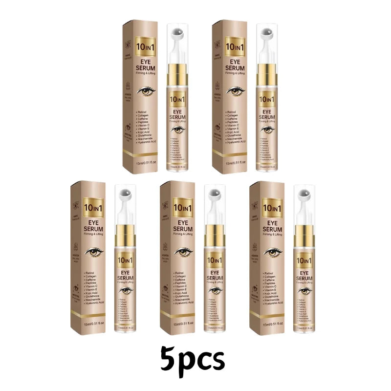 Sérum Roller Contour des Yeux 10-en-1 15ml – Liftant, Anti-âge au Collagène, Vit. C & Niacinamide
