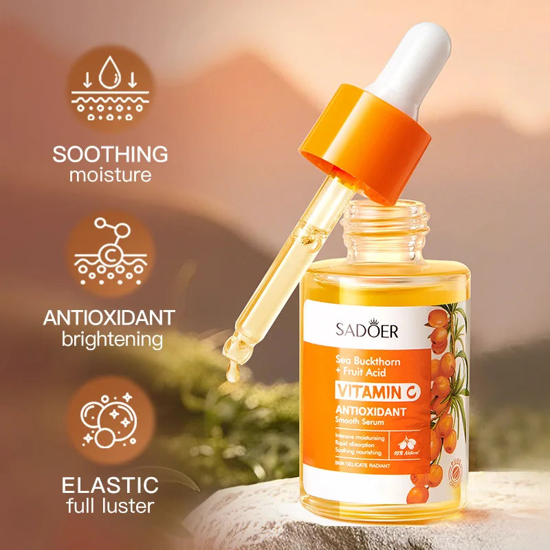 Sérum Visage Vitamine C Argousier SADOER 30ml – Éclat, Anti-âge & Réparateur