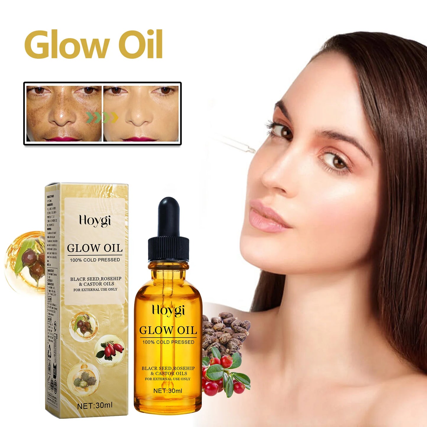 Huile Visage Anti-âge à l'Huile de Rosée 30ml – Hydratante, Éclatante & Réductrice de Rides