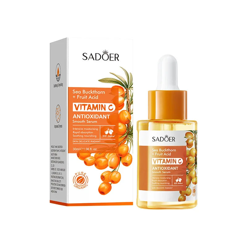 Sérum Visage Vitamine C Argousier SADOER 30ml – Éclat, Anti-âge & Réparateur