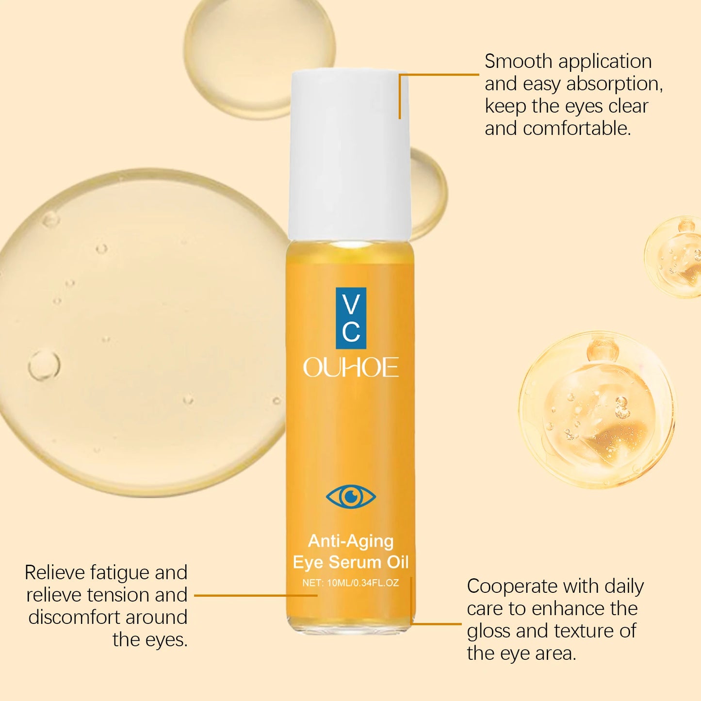 Sérum Huile Contour des Yeux Anti-âge – Raffermissant, Éclatant & Anti-Cernes 10ml