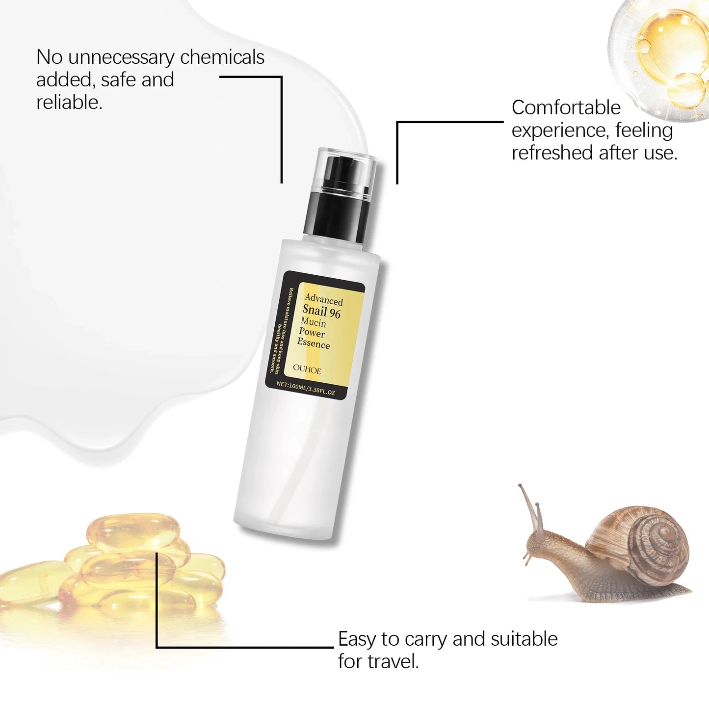 Essence Mucine d'Escargot 96 – Anti-rides, Raffermissante & Éclatante | Soin Visage