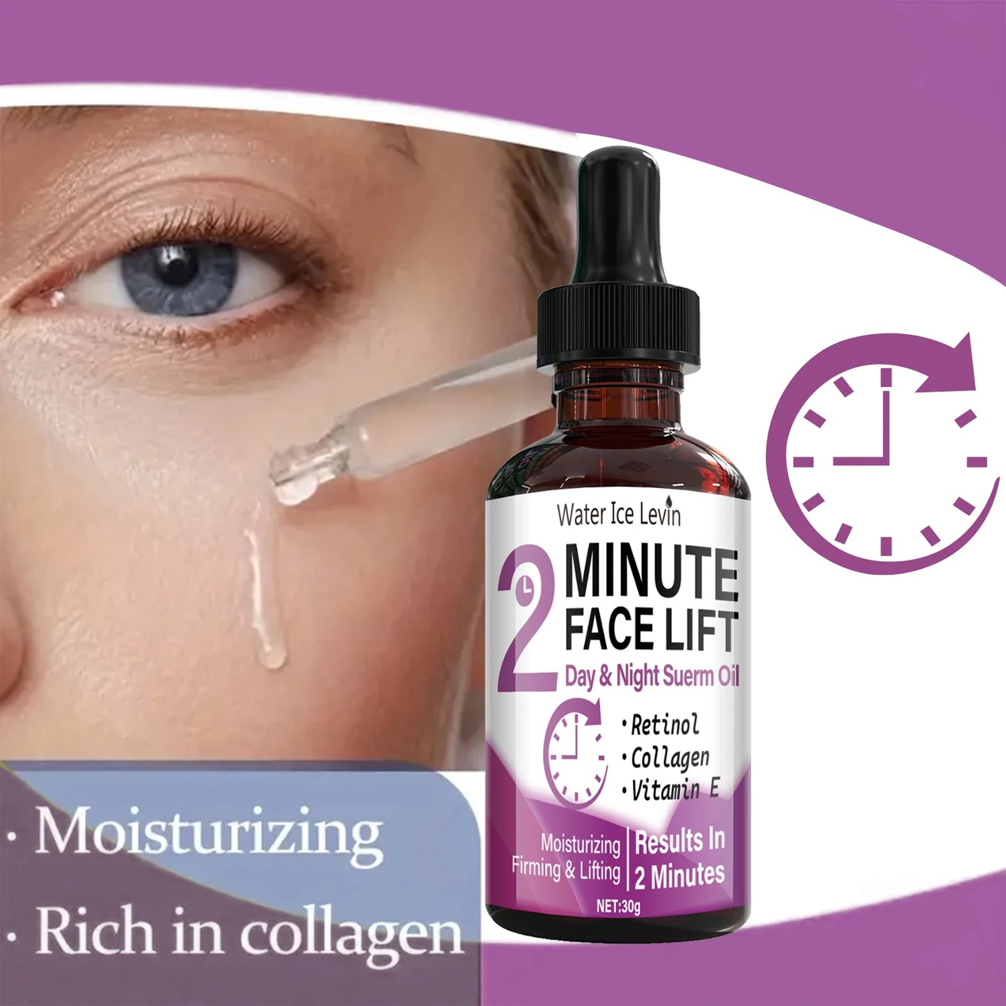 Sérum Huile Liftant Jour & Nuit au Rétinol & Collagène – Effet Lifting en 2 Minutes