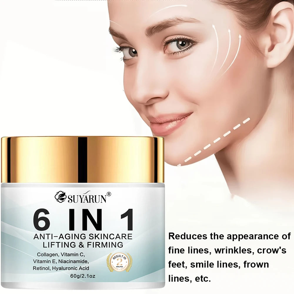 6-in-1 Anti-Aging Face Cream – Hydrating, Firming & Radiance-Boosting – Wrinkle Treatment for All Skin Types