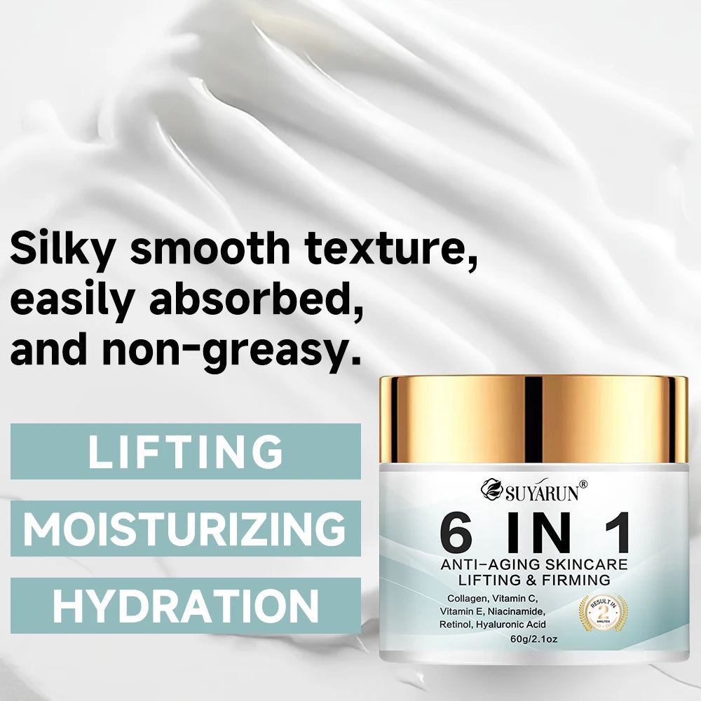 6-in-1 Anti-Aging Face Cream – Hydrating, Firming & Radiance-Boosting – Wrinkle Treatment for All Skin Types