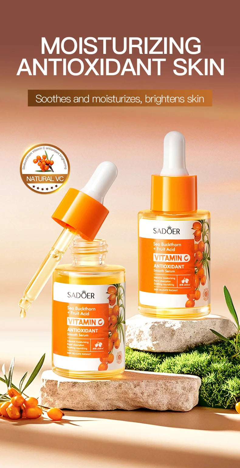Sérum Visage Vitamine C Argousier SADOER 30ml – Éclat, Anti-âge & Réparateur