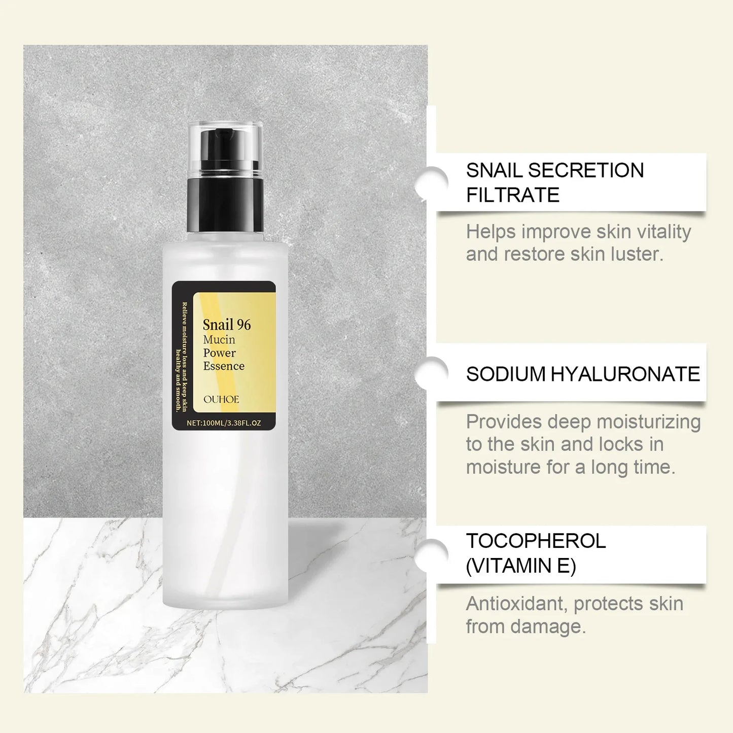 Essence Mucine d'Escargot 96 – Anti-rides, Raffermissante & Éclatante | Soin Visage
