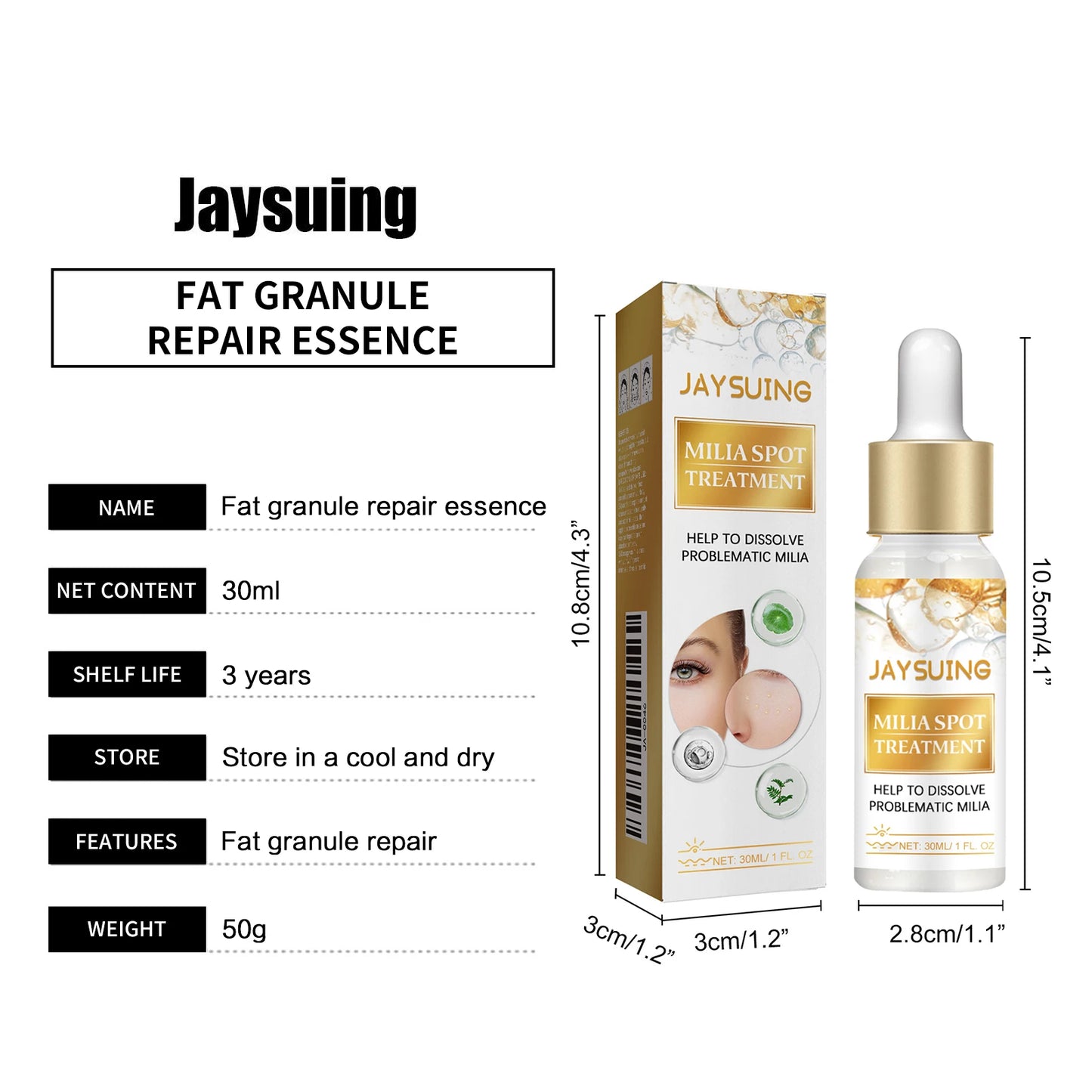Sérum Contour des Yeux – Anti-Grains de Milium, Anti-Poches & Lissant Rides