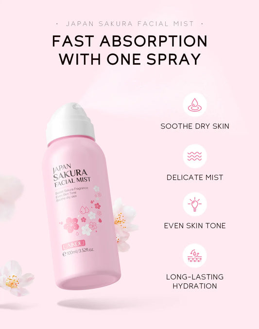 Brume Visage Sakura LAIKOU 100ml – Hydratante, Éclatante & Resserrante des Pores
