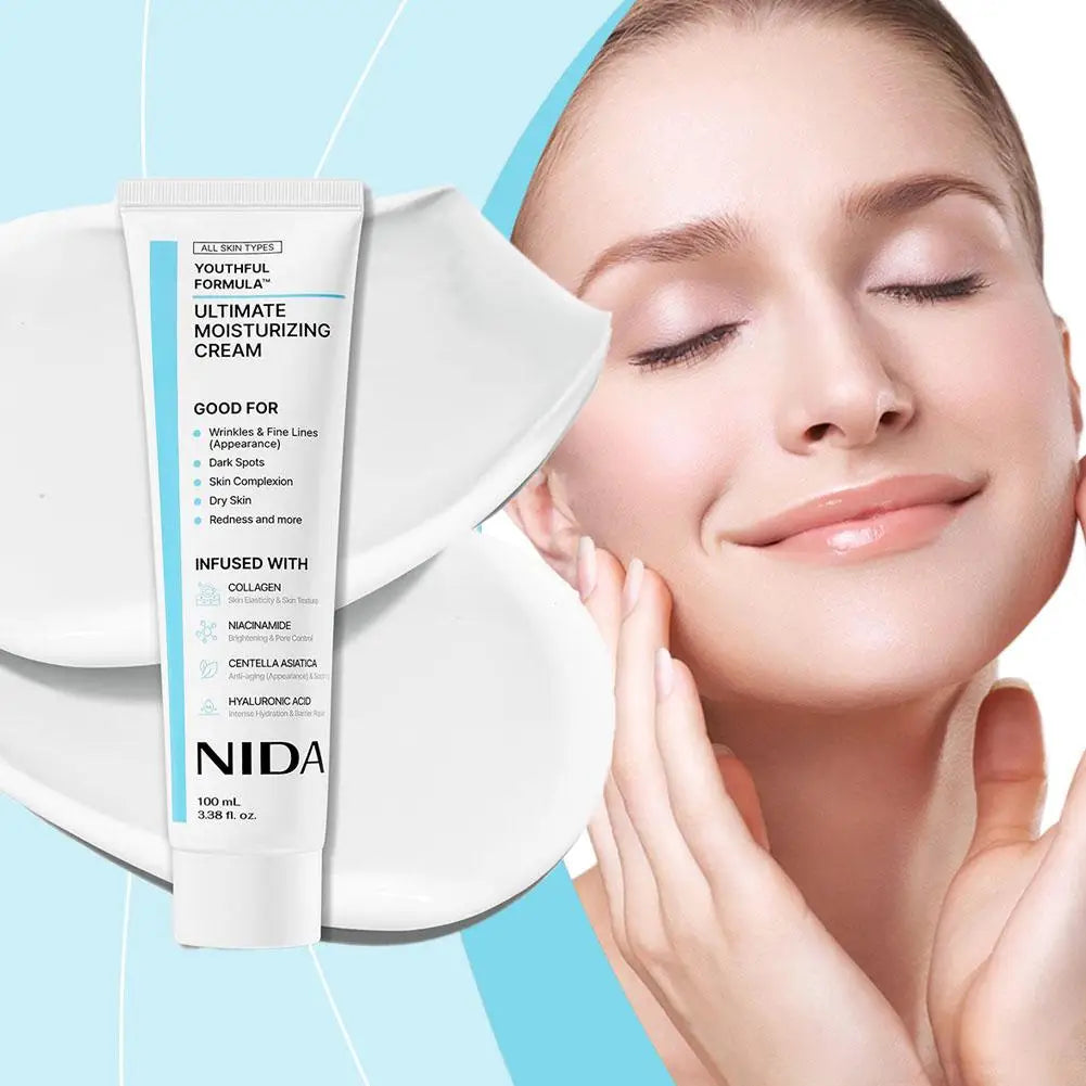 Crème Visage Multi-Action NIDA 100ml – Hydratante, Réparatrice & Anti-rides | Tous Types de Peau