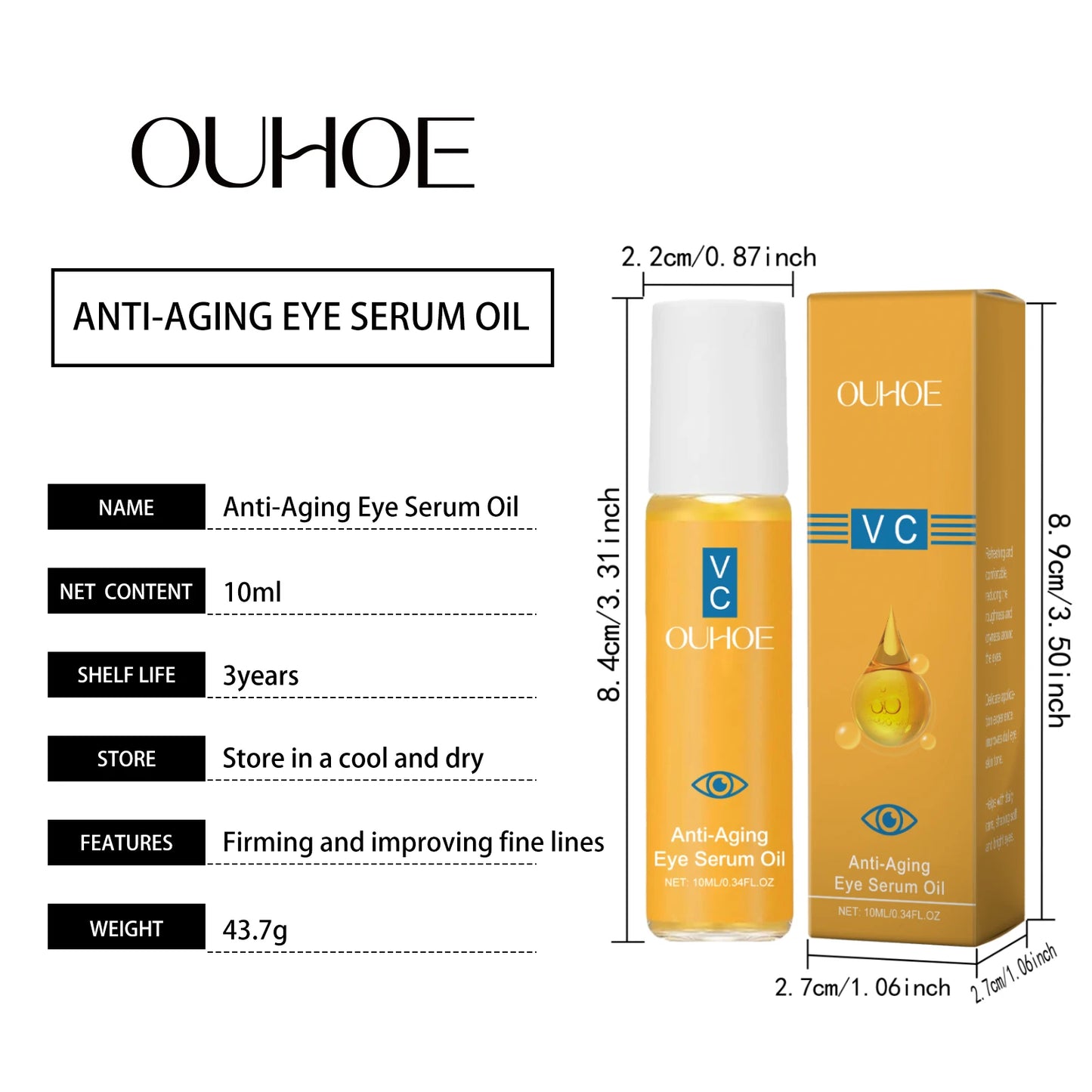 Sérum Huile Contour des Yeux Anti-âge – Raffermissant, Éclatant & Anti-Cernes 10ml