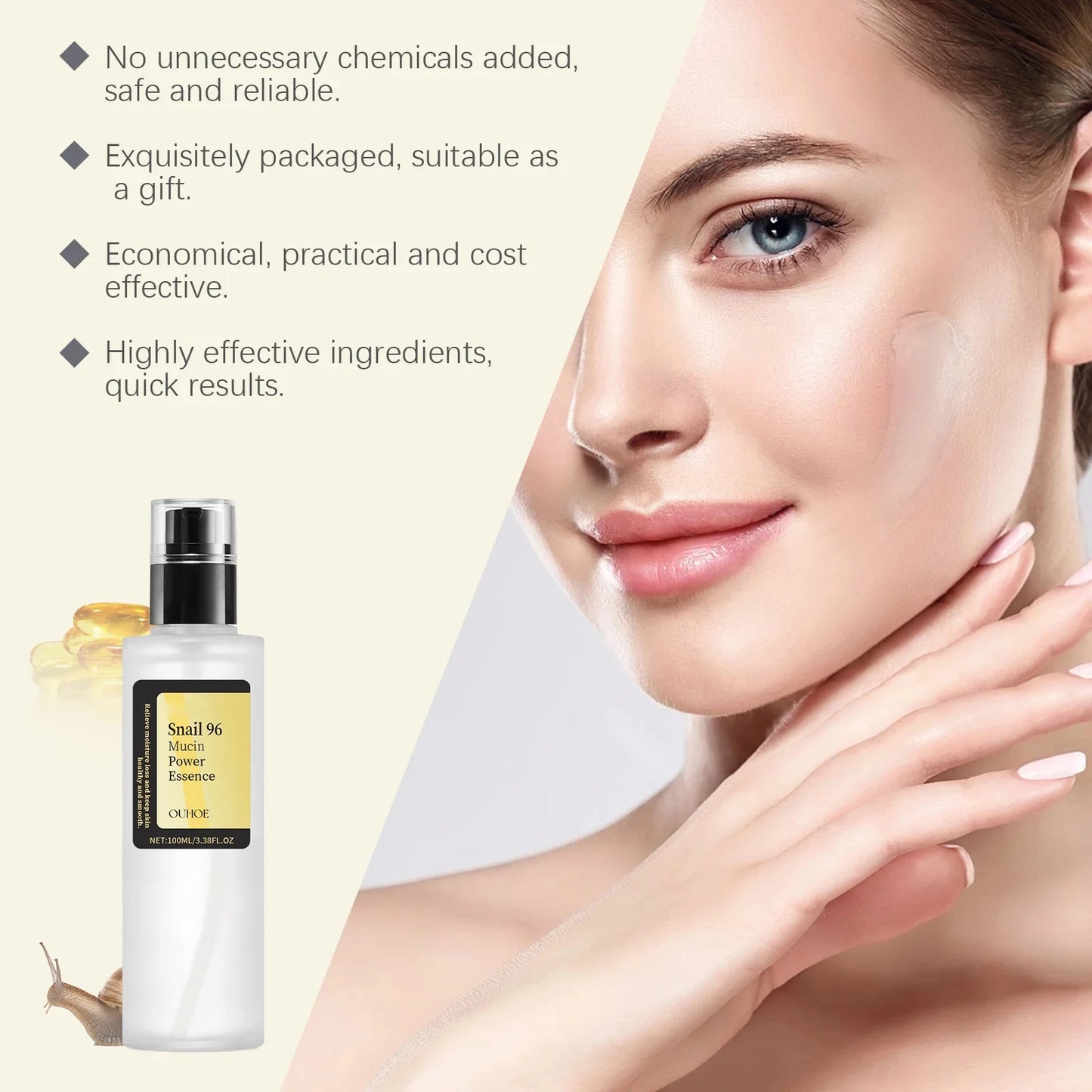Essence Mucine d'Escargot 96 – Anti-rides, Raffermissante & Éclatante | Soin Visage