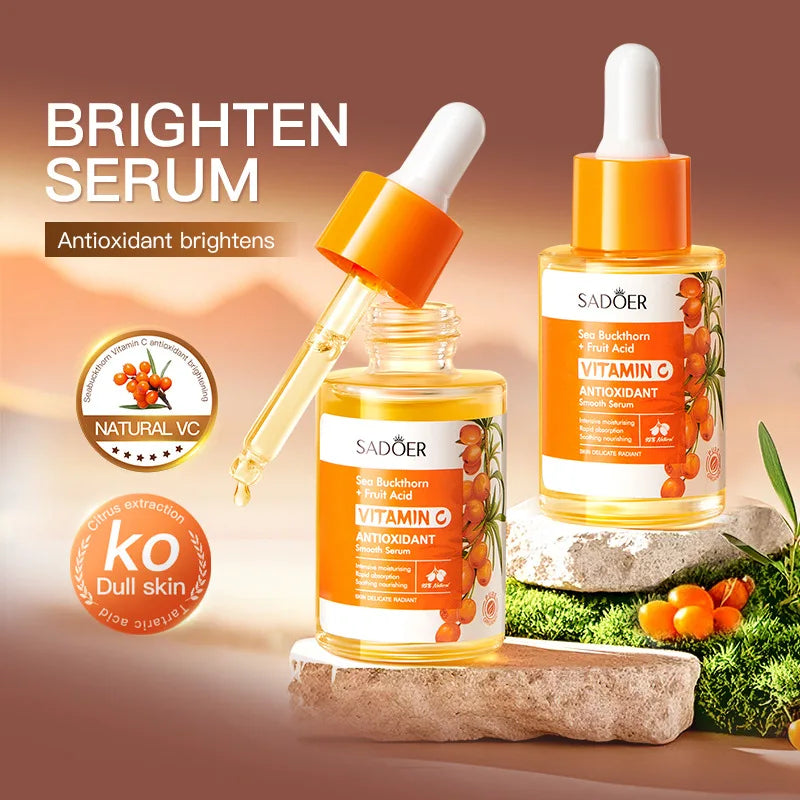 Sérum Visage Vitamine C Argousier SADOER 30ml – Éclat, Anti-âge & Réparateur