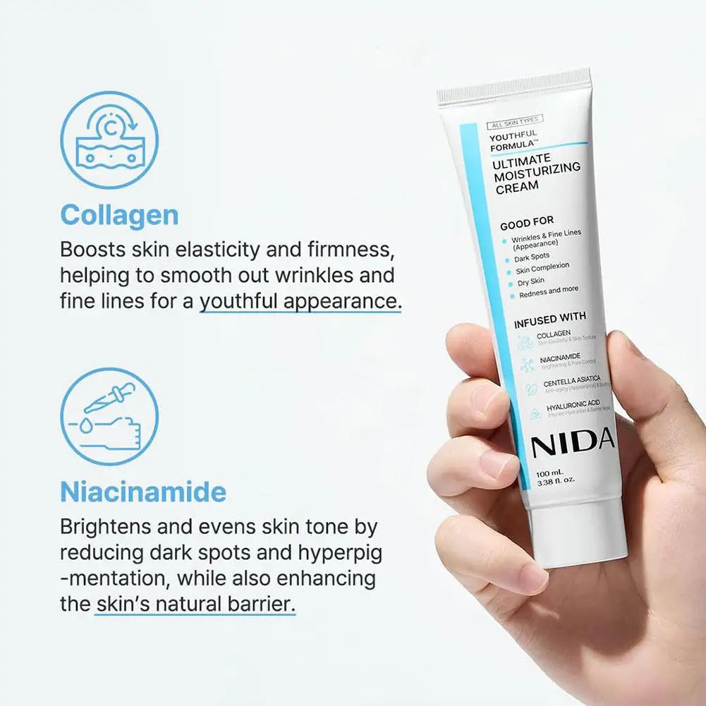 Crème Visage Multi-Action NIDA 100ml – Hydratante, Réparatrice & Anti-rides | Tous Types de Peau