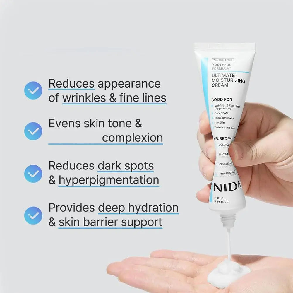 Crème Visage Multi-Action NIDA 100ml – Hydratante, Réparatrice & Anti-rides | Tous Types de Peau